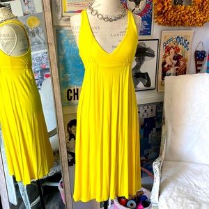 J.Crew yellow summer midi dress sleeveless rayon&spandex A-line Size XS
